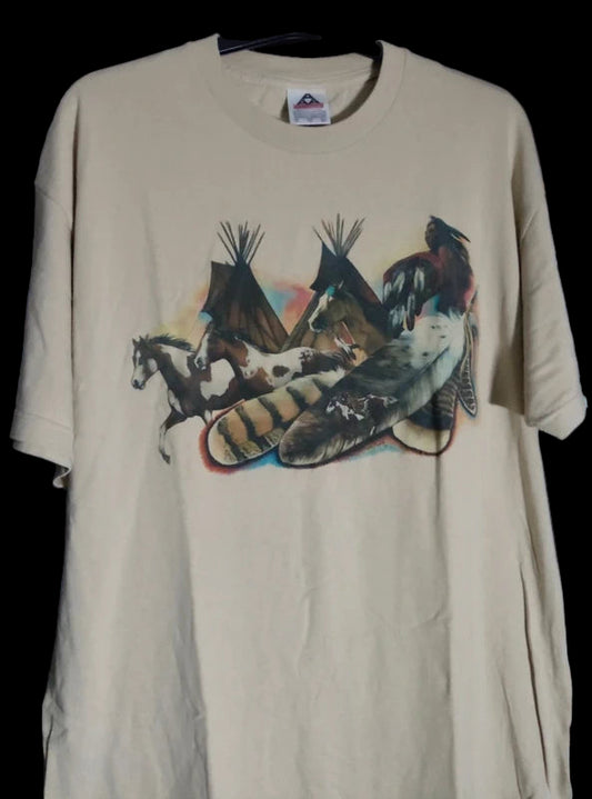 T-shirt Vintage Motif Indien Signé Carol Martin (1998)