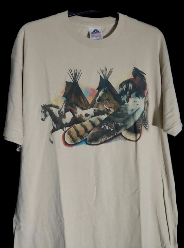 T-shirt Vintage Motif Indien Signé Carol Martin (1998)